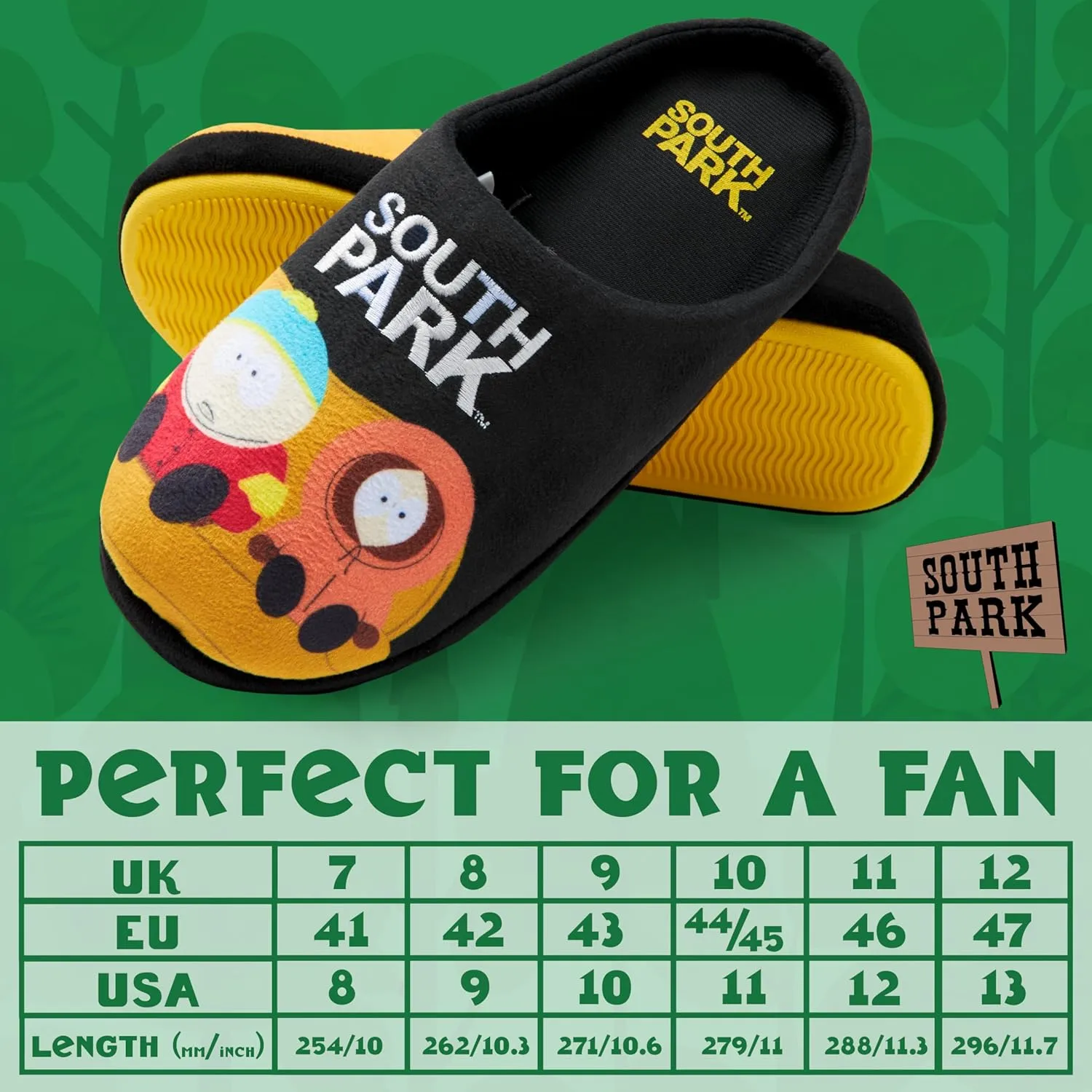 South Park Men’s Mule Slippers, Non Slip Cosy House Shoes - Funny Gifts for Men
