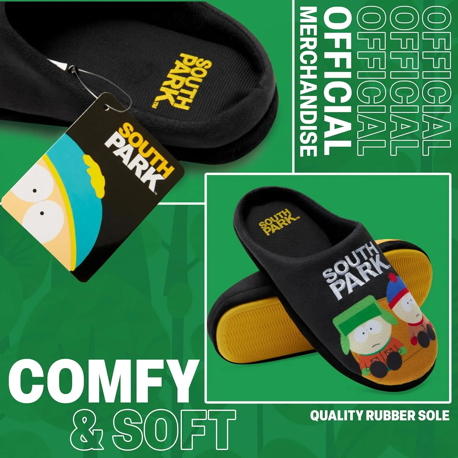 South Park Men’s Mule Slippers, Non Slip Cosy House Shoes - Funny Gifts for Men