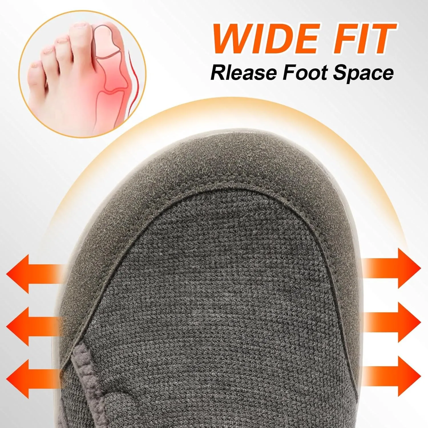 Spesoul Womens Slippers Adjustable Wide Diabetic Shoes Swollen Edema House Slipper Indoor Outdoor Slippers Barefoot House Shoes Cozy Walking Shoe for Bedroom Office Travel