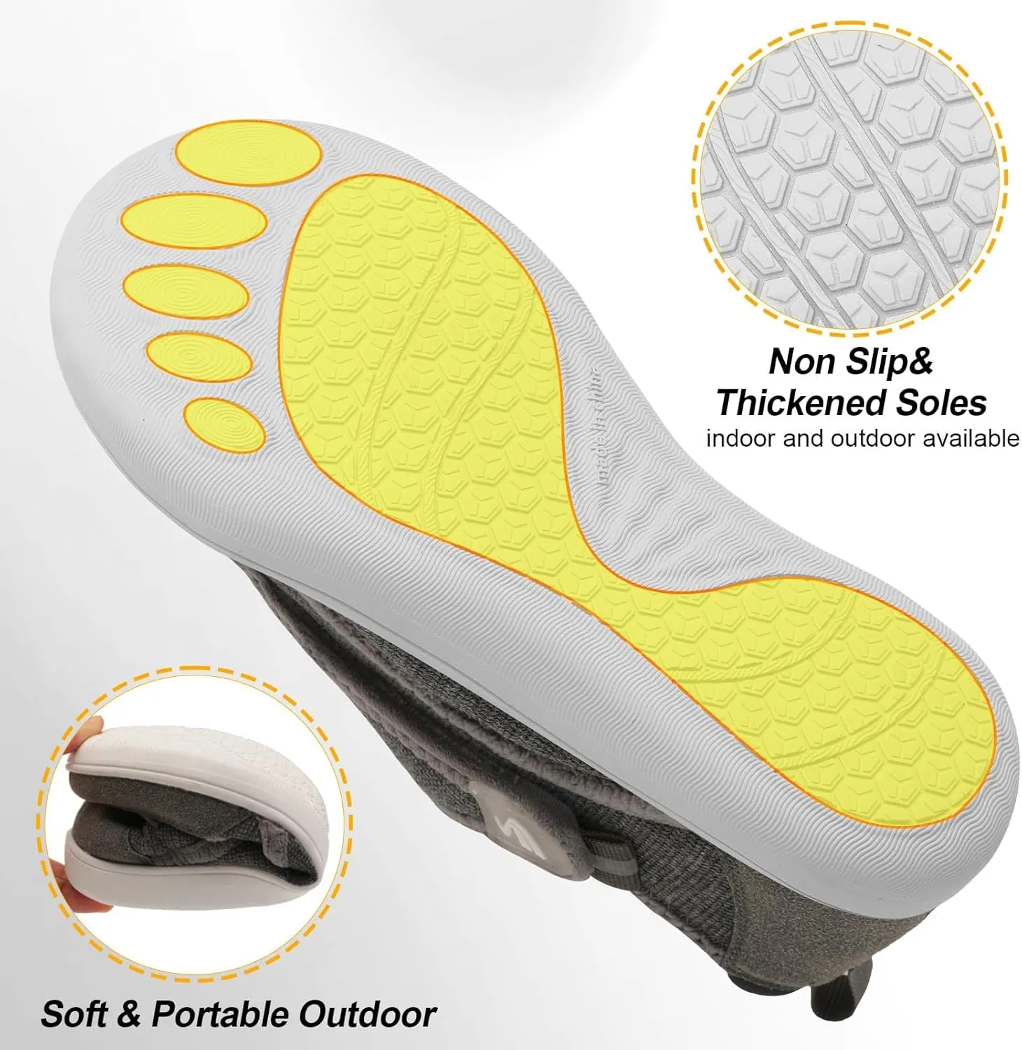 Spesoul Womens Slippers Adjustable Wide Diabetic Shoes Swollen Edema House Slipper Indoor Outdoor Slippers Barefoot House Shoes Cozy Walking Shoe for Bedroom Office Travel
