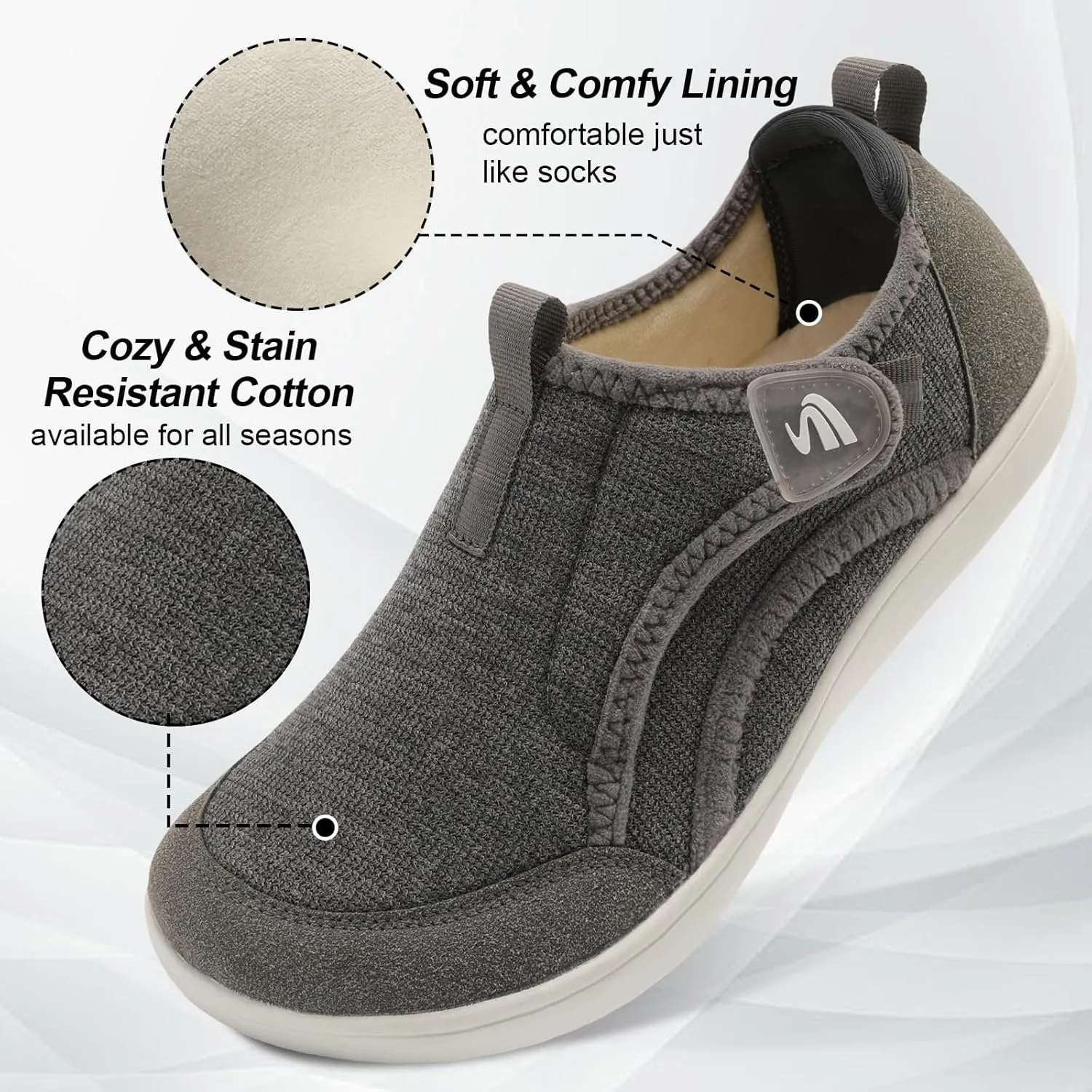 Spesoul Womens Slippers Adjustable Wide Diabetic Shoes Swollen Edema House Slipper Indoor Outdoor Slippers Barefoot House Shoes Cozy Walking Shoe for Bedroom Office Travel