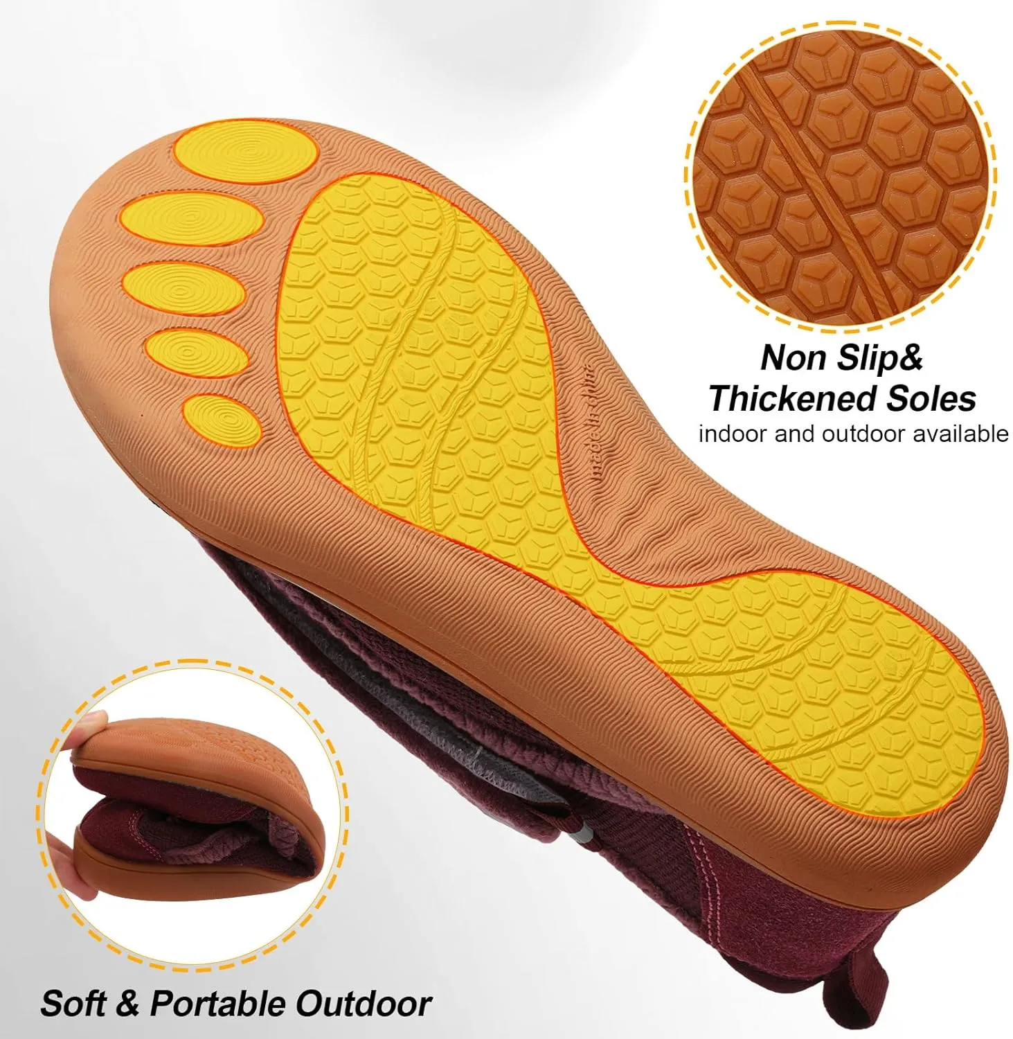 Spesoul Womens Slippers Adjustable Wide Diabetic Shoes Swollen Edema House Slipper Indoor Outdoor Slippers Barefoot House Shoes Cozy Walking Shoe for Bedroom Office Travel
