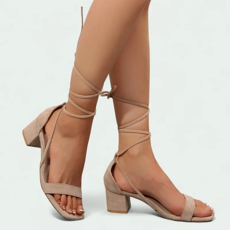 Strazoro | Block Heel Sandals with Cross Straps and Adjustable Closure (Women)