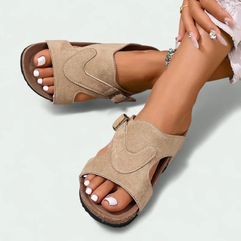 Strazoro | Women's Slip-On Sandals Cork Footbed Adjustable Strap