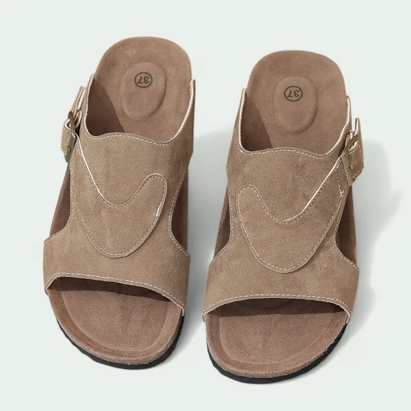 Strazoro | Women's Slip-On Sandals Cork Footbed Adjustable Strap