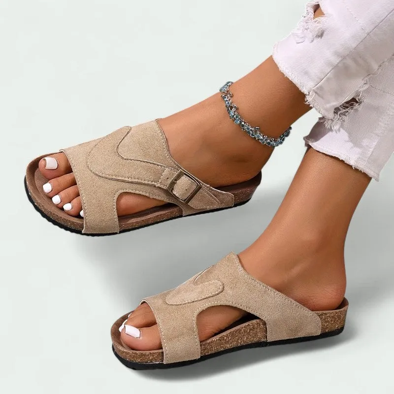 Strazoro | Women's Slip-On Sandals Cork Footbed Adjustable Strap