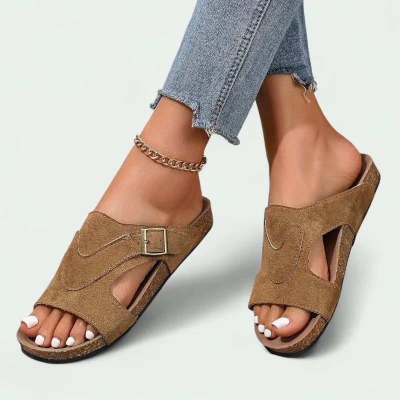 Strazoro | Women's Slip-On Sandals Cork Footbed Adjustable Strap