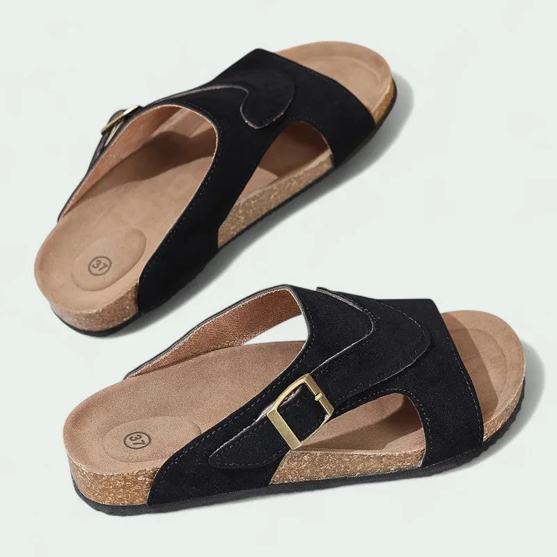 Strazoro | Women's Slip-On Sandals Cork Footbed Adjustable Strap