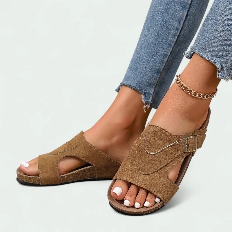 Strazoro | Women's Slip-On Sandals Cork Footbed Adjustable Strap