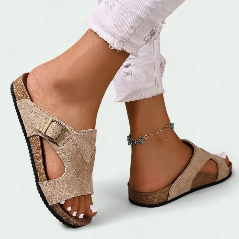 Strazoro | Women's Slip-On Sandals Cork Footbed Adjustable Strap