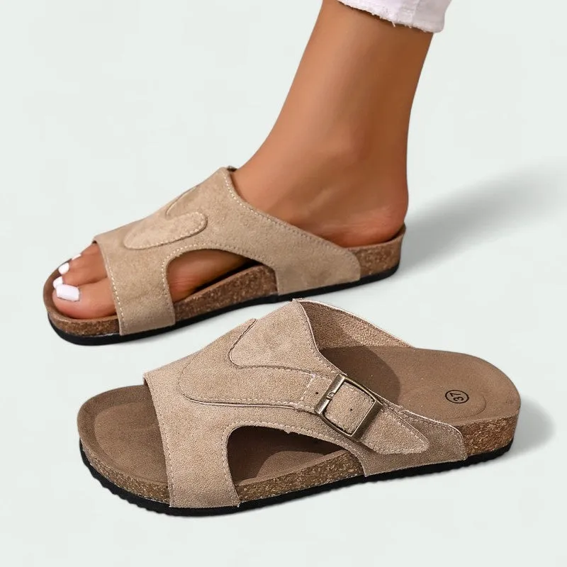 Strazoro | Women's Slip-On Sandals Cork Footbed Adjustable Strap