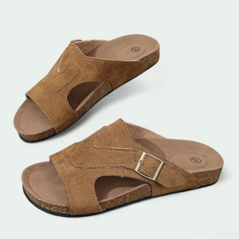 Strazoro | Women's Slip-On Sandals Cork Footbed Adjustable Strap