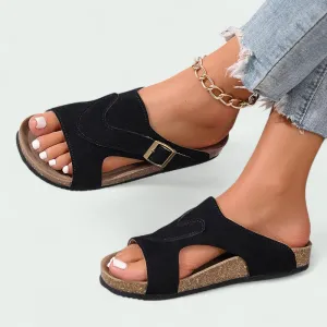 Strazoro | Women's Slip-On Sandals Cork Footbed Adjustable Strap