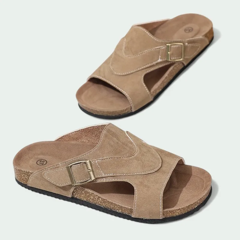 Strazoro | Women's Slip-On Sandals Cork Footbed Adjustable Strap