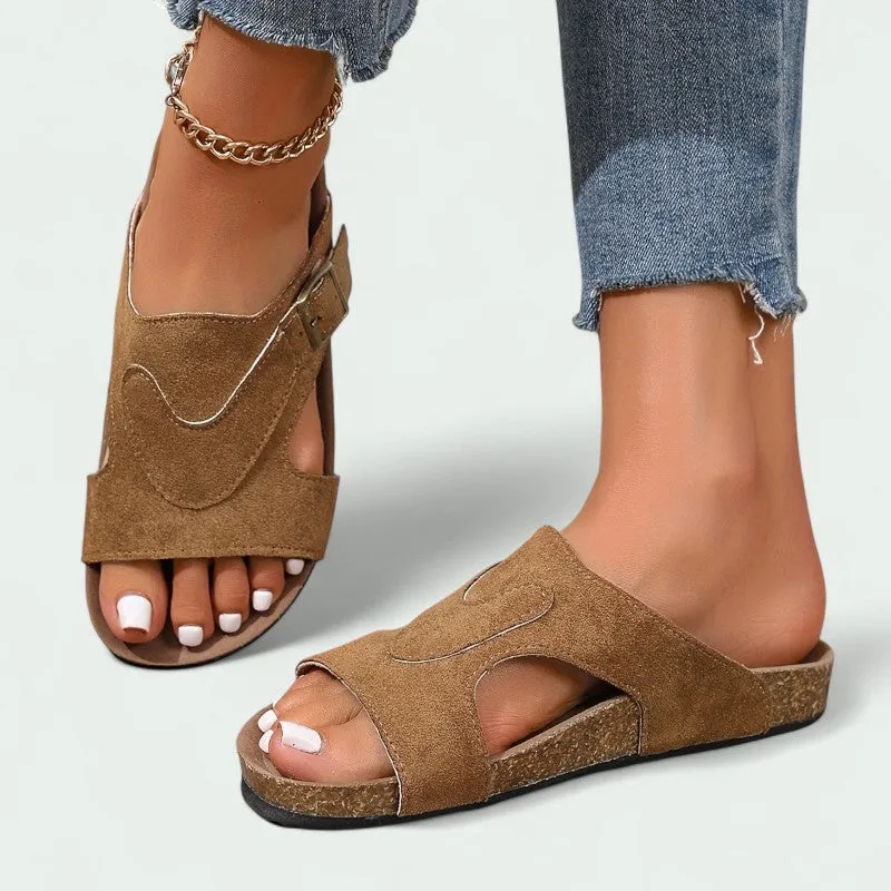Strazoro | Women's Slip-On Sandals Cork Footbed Adjustable Strap