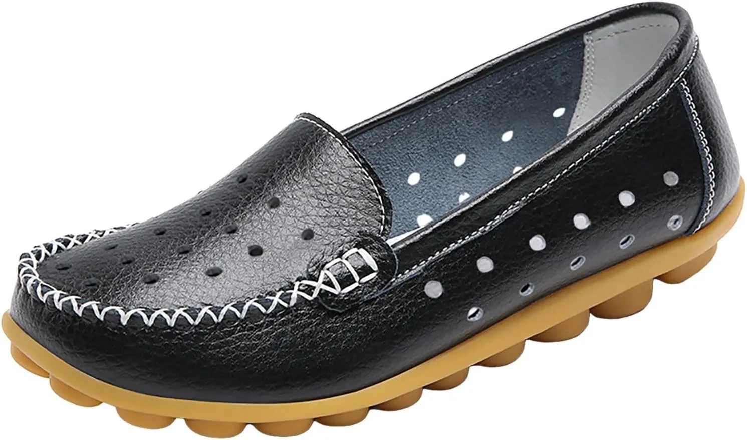 Summer Sandals For Women Leather Flat Sandal Hollow Breathable Flats Shoes Loafers Casual Footwear For Daily Work