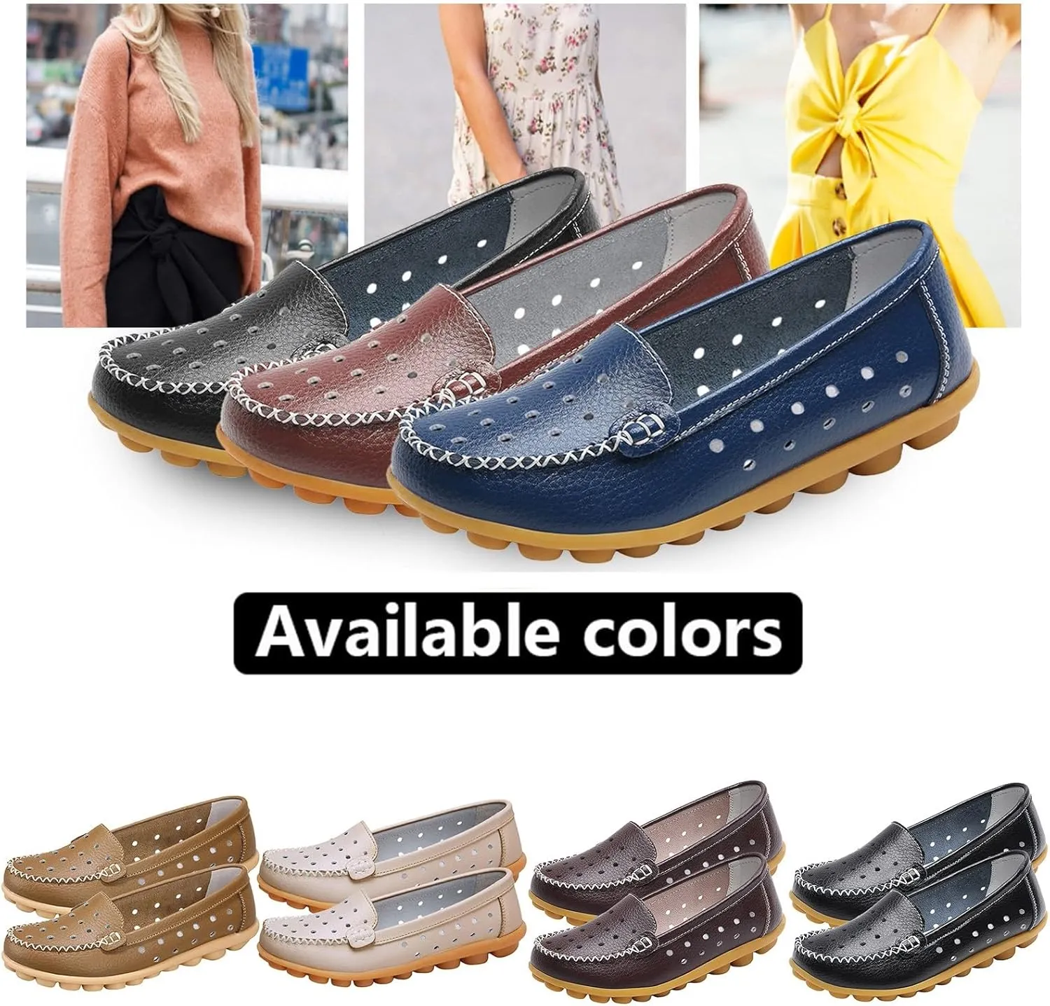 Summer Sandals For Women Leather Flat Sandal Hollow Breathable Flats Shoes Loafers Casual Footwear For Daily Work