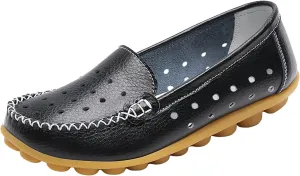 Summer Sandals For Women Leather Flat Sandal Hollow Breathable Flats Shoes Loafers Casual Footwear For Daily Work