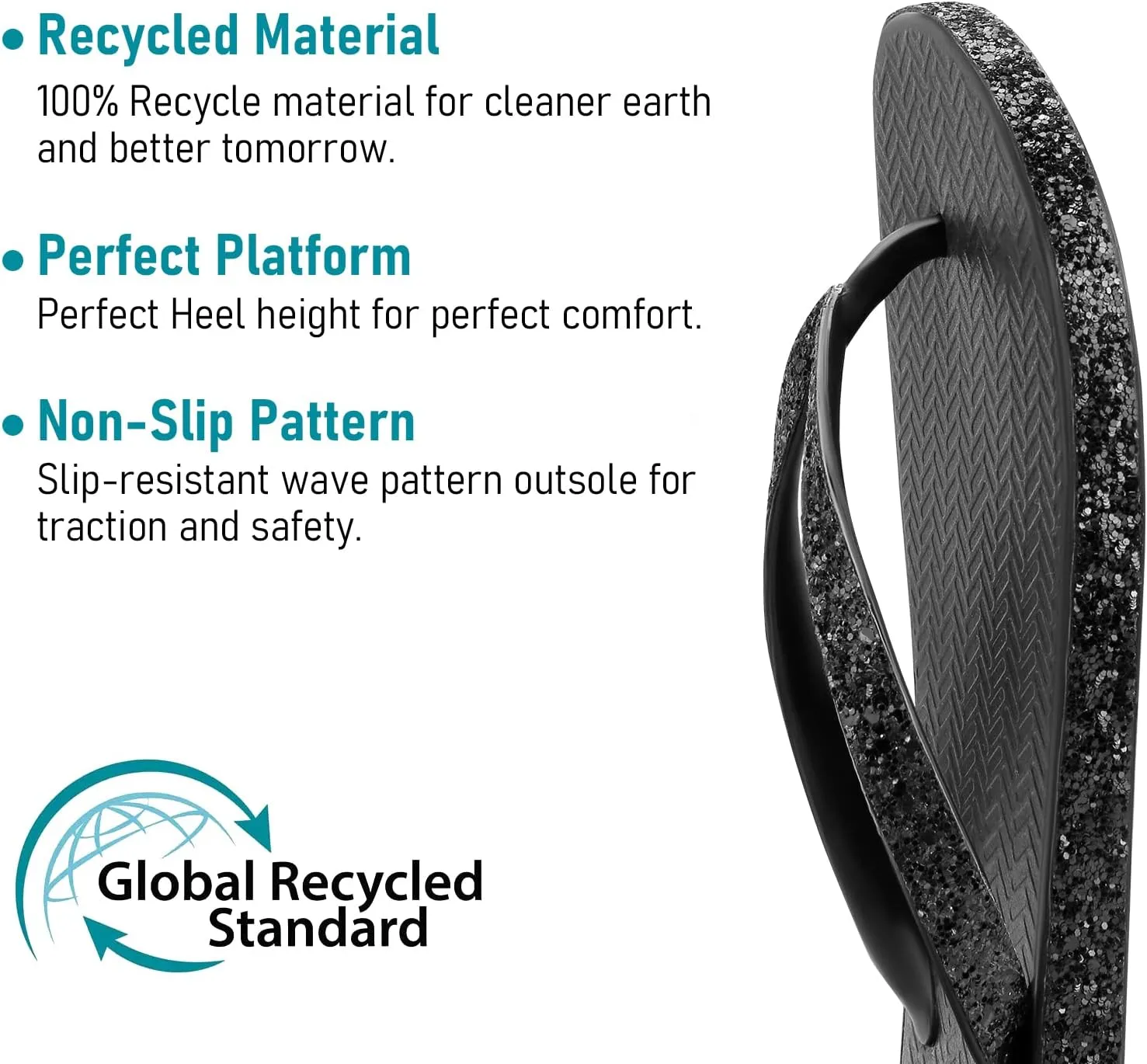 Swalker Glitter Women's Flip Flop Sandal in Recycle Materials