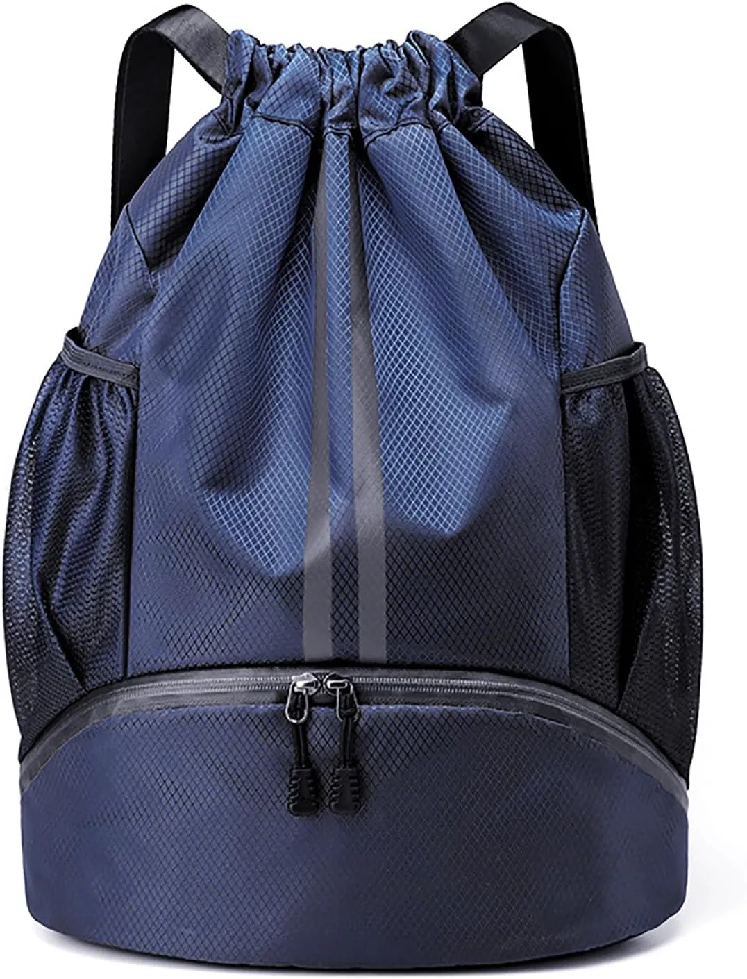 Swim Bag Drawstring Backpack with Wet Pocket Shoe Warehouse String Bag Sackpack for Beach Swimming Pool Gym Sports (Navy)