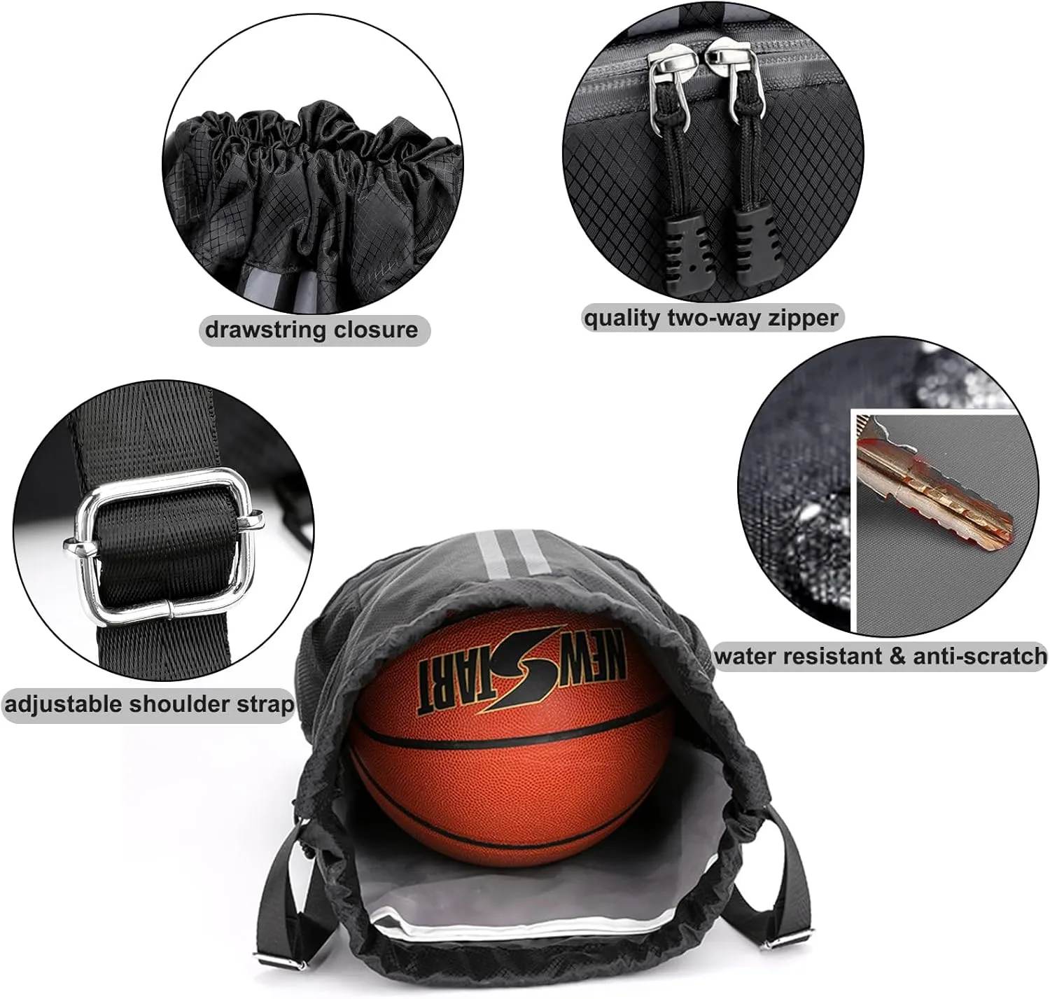 Swim Bag Drawstring Backpack with Wet Pocket Shoe Warehouse String Bag Sackpack for Beach Swimming Pool Gym Sports (Navy)