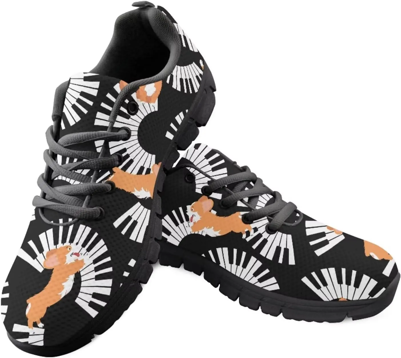 SYtrade Fashion Tennis Shoes for Women Print Slip On Running Sneakers Flat Canvas Shoes Black Sole