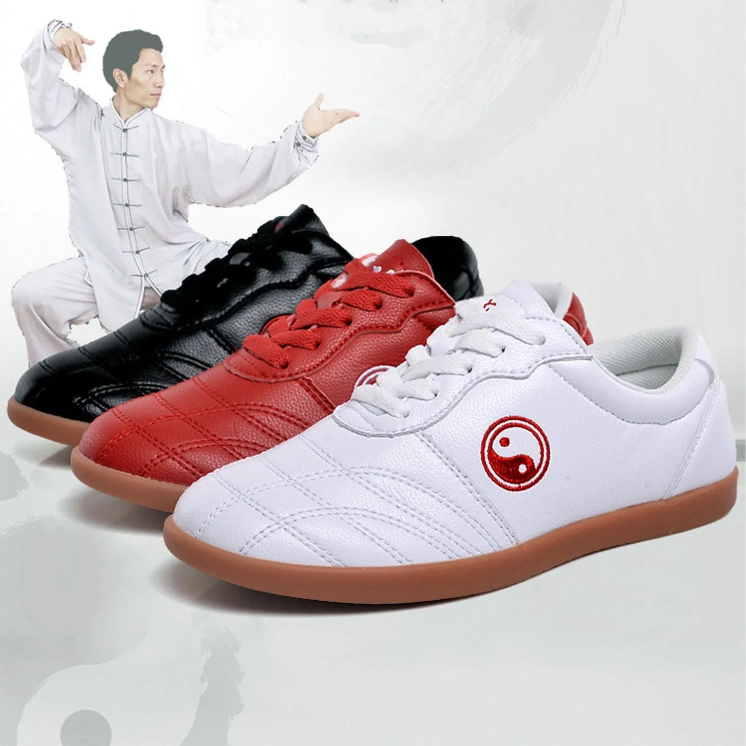 Tai Chi Shoes for Men Non Slip Martial Arts Shoes Women Leather Tai Chi Kung Fu Training Shoes,Taekwondo Shoes,Kung Fu Shoes(Size:38 EU/6 US,Color:White)