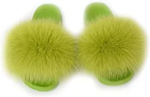 TangDao Fur Slippers Slides for Women Women's Open Toe Furry Slides Faux Fur Slides Fuzzy Slippers Girls Fluffy Single Strap Slip On Sandals Outdoor Indoor Summer Shoes