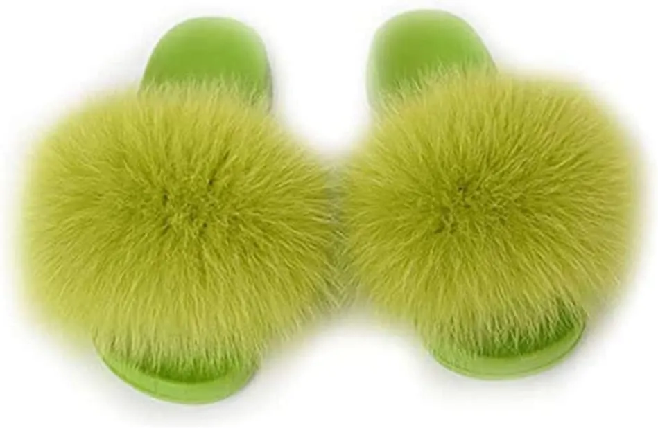 TangDao Fur Slippers Slides for Women Women's Open Toe Furry Slides Faux Fur Slides Fuzzy Slippers Girls Fluffy Single Strap Slip On Sandals Outdoor Indoor Summer Shoes