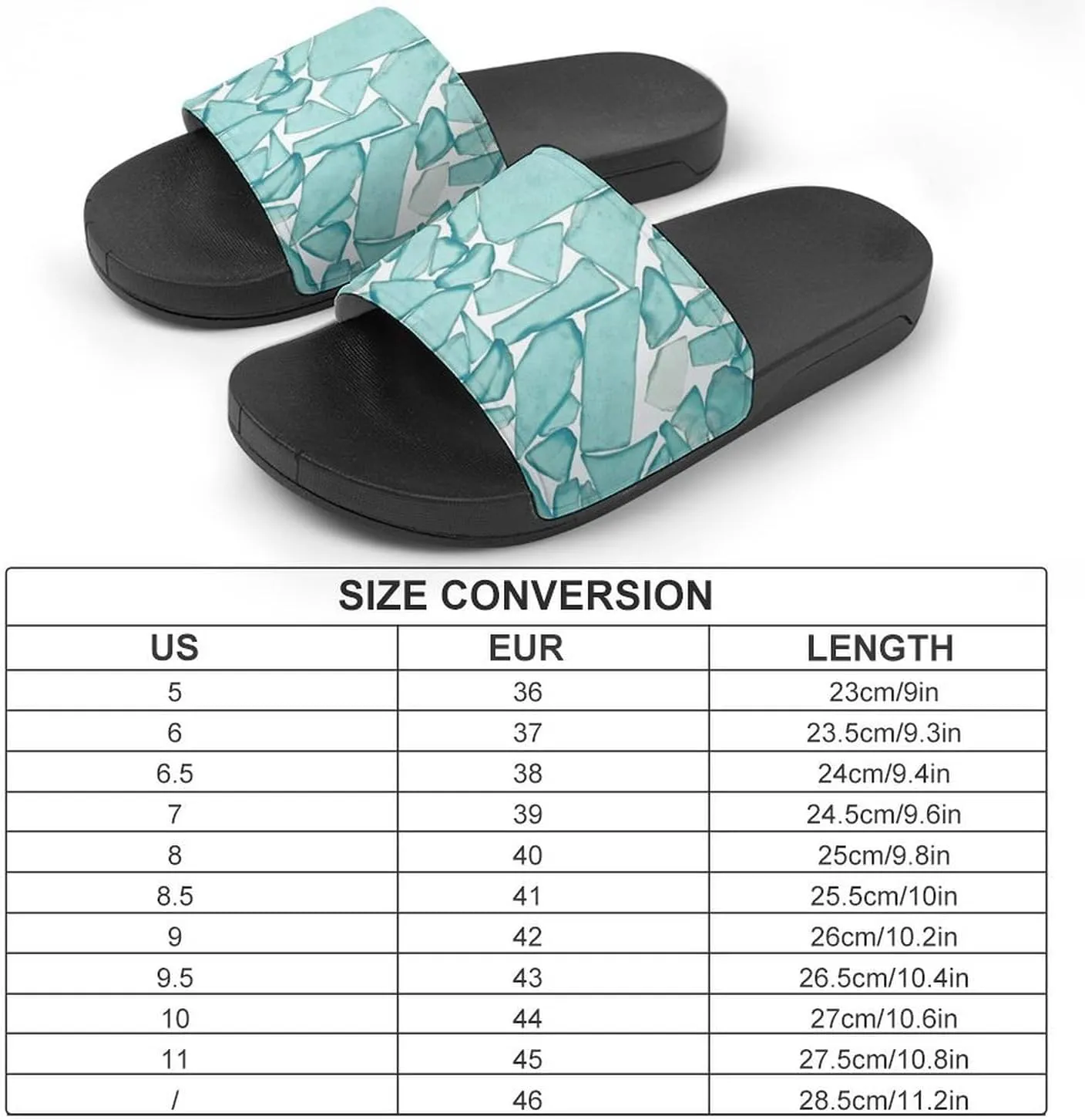Teal Sea Glass Nautical Print House Slippers for Women Men Shower Slides Bathroom Sandals