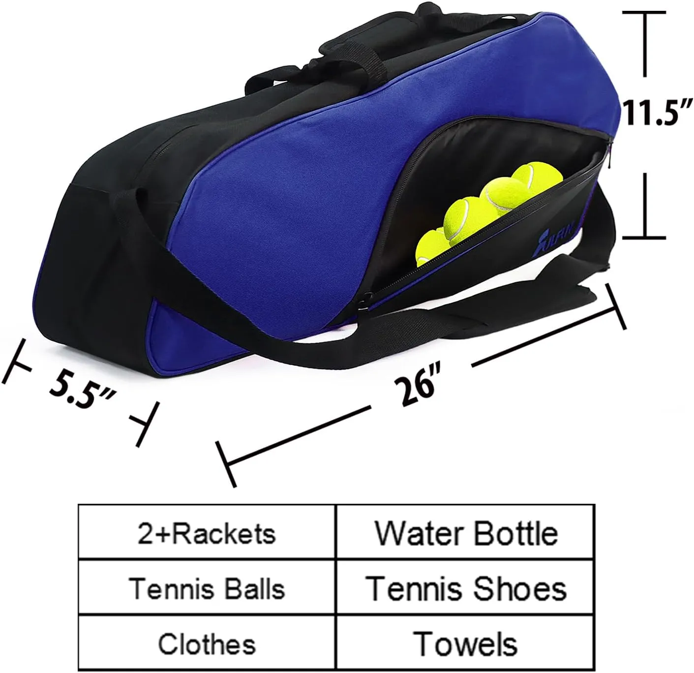 Tennis Bag with Shoe Compartment,Lightweight Badminton Bag, Design for Men, Women Navy