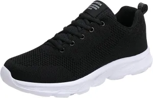 Tennis Shoes Womens Lightweight Comfortable Lace up Womens Running Shoes Breathable Men's Casual Shoes Black Sneakers Steel Toe Tennis Shoe Cross Trainer Shoe