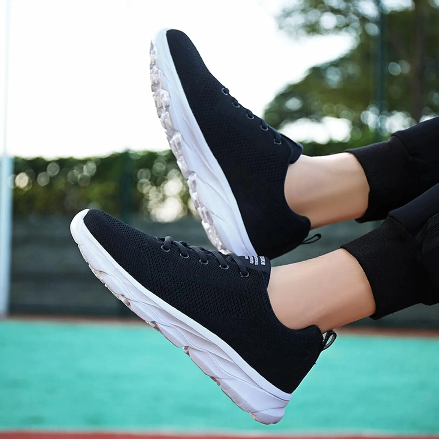 Tennis Shoes Womens Lightweight Comfortable Lace up Womens Running Shoes Breathable Men's Casual Shoes Black Sneakers Steel Toe Tennis Shoe Cross Trainer Shoe
