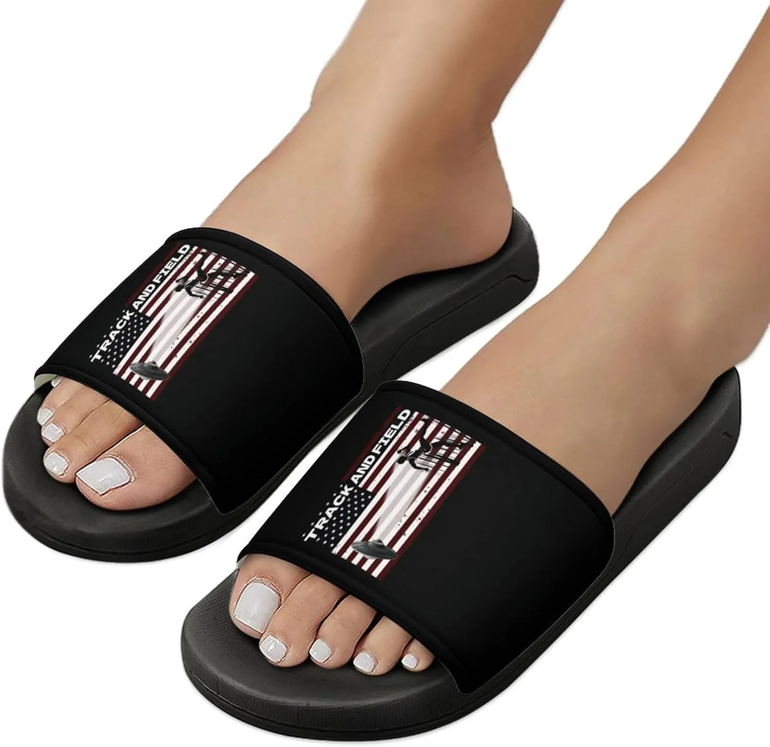 Texture USA Flag Track And Field Slippers Shower Slipper In-Door Slipper Quick Drying Non-Slip Bathroom Pool Woman Man PVC