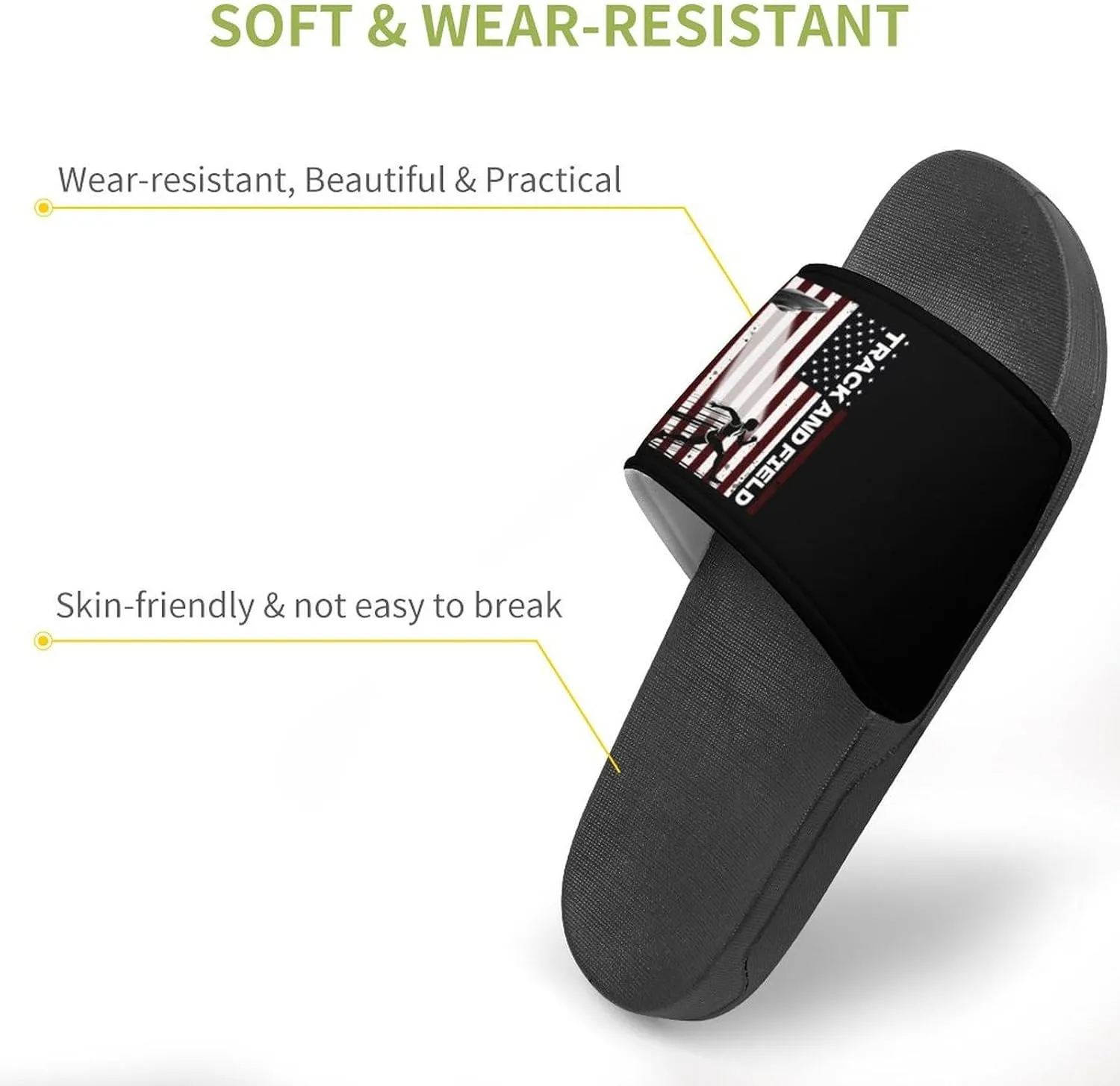Texture USA Flag Track And Field Slippers Shower Slipper In-Door Slipper Quick Drying Non-Slip Bathroom Pool Woman Man PVC