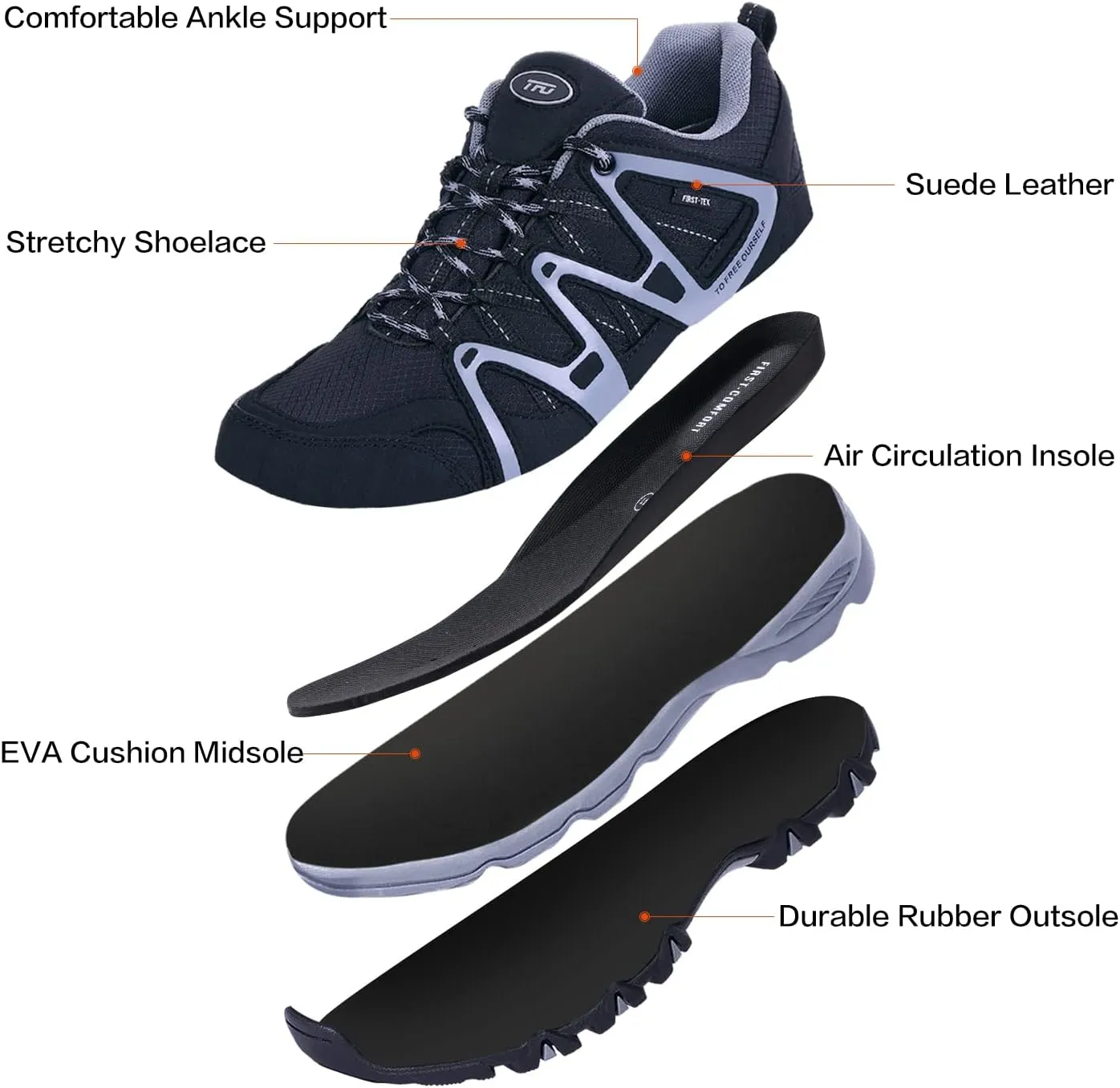 TFO Women's Lightweight Breathable Non-Slip Hiking Running Shoe Athletic Outdoor Walking Trekking Sneaker