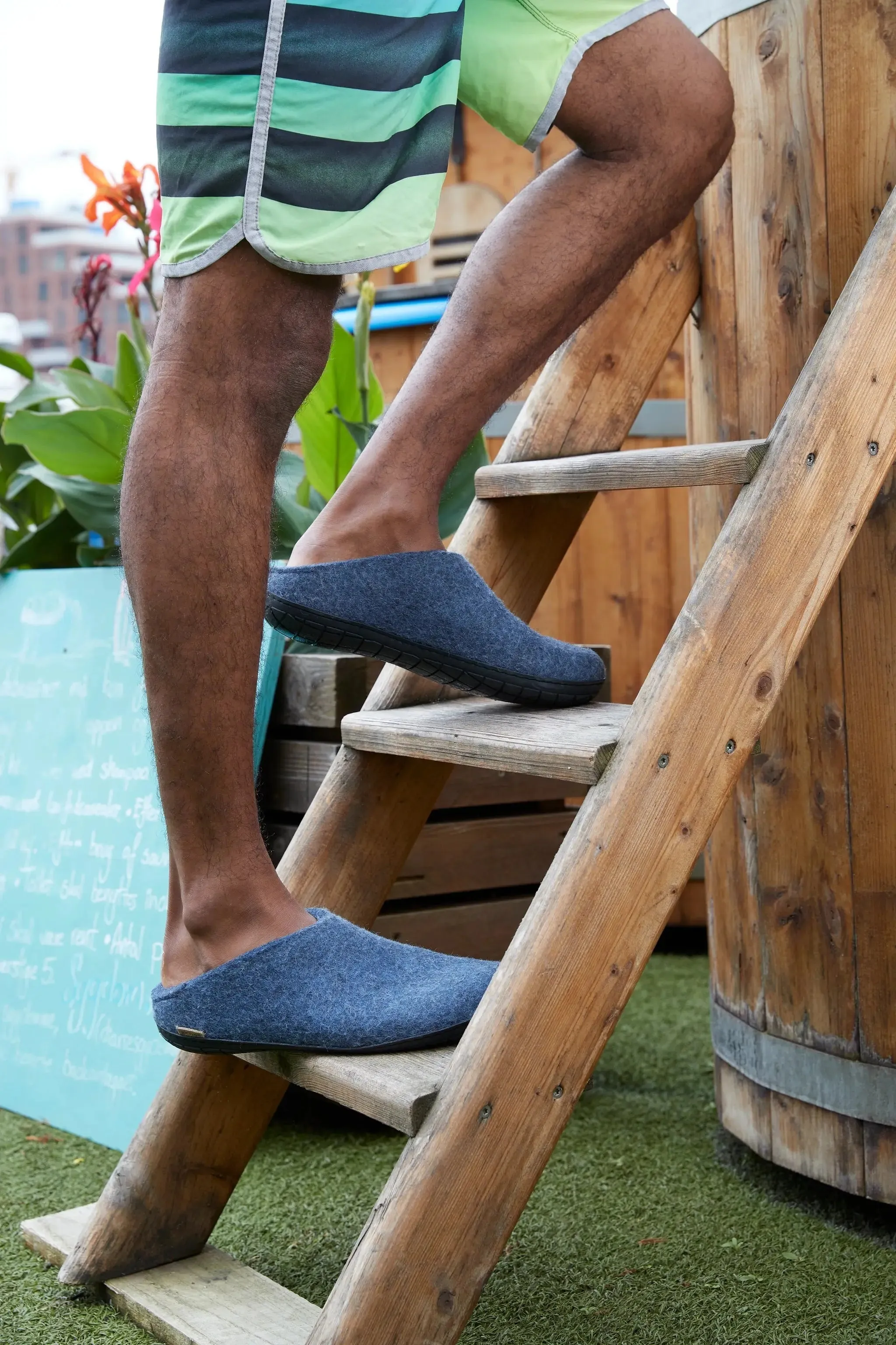 The Black Rubber Slip-on Slipper | Denim