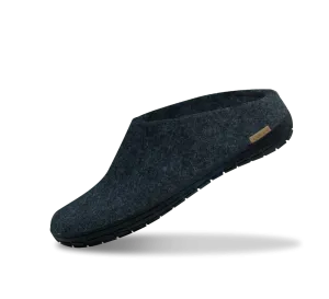 The Black Rubber Slip-on Slipper | Denim