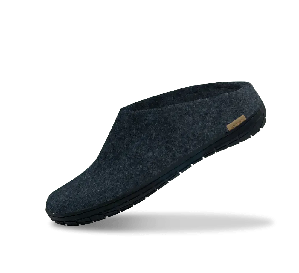 The Black Rubber Slip-on Slipper | Denim