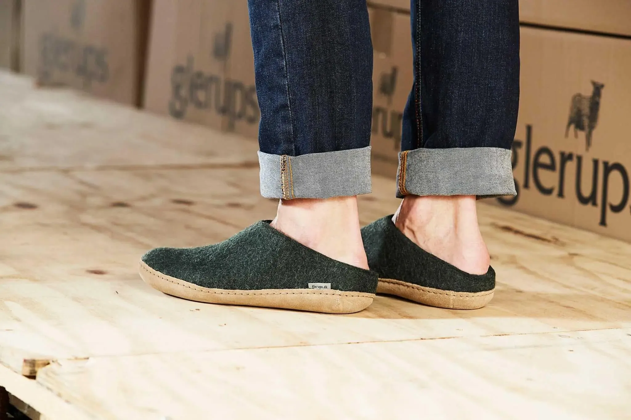 The Leather Slip-on Slipper | Forest