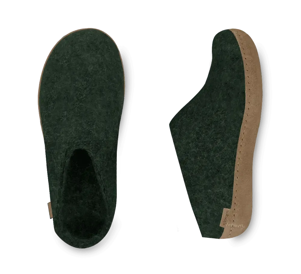 The Leather Slip-on Slipper | Forest