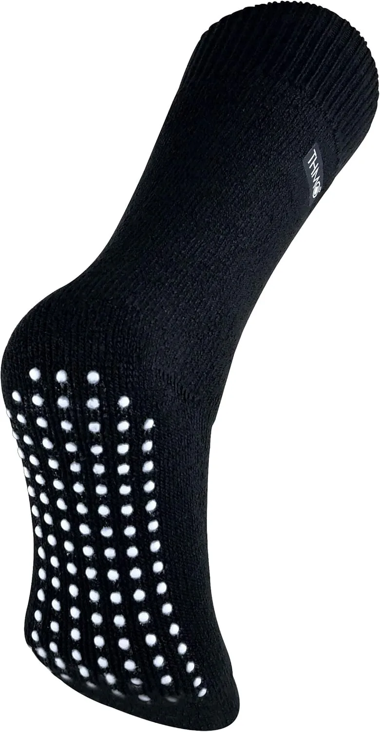 THMO - Mens Indoor Non Skid Winter Fleece Thermal Slipper Socks with Grippers