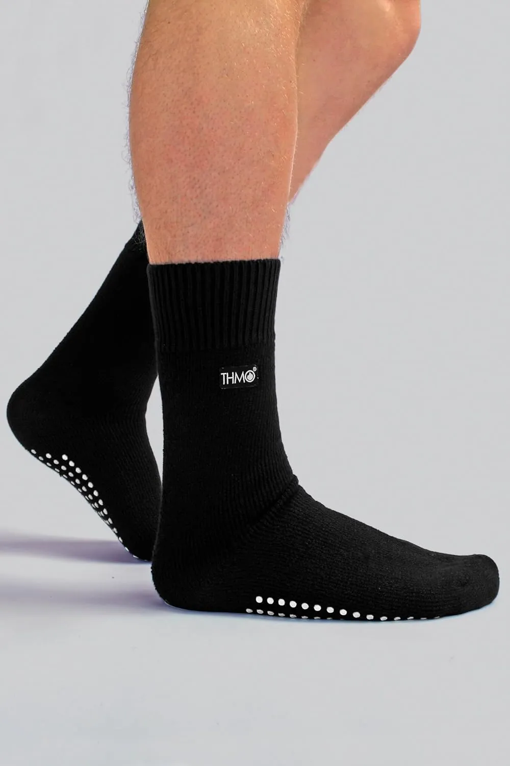 THMO - Mens Indoor Non Skid Winter Fleece Thermal Slipper Socks with Grippers