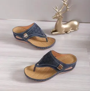 Thong Sandals for Women Casual Arch Support Slip On Buckle Strap Slippers Womens Flip Flops for Summer Beach Sandals Bathroom Waterproof Leather Shoes