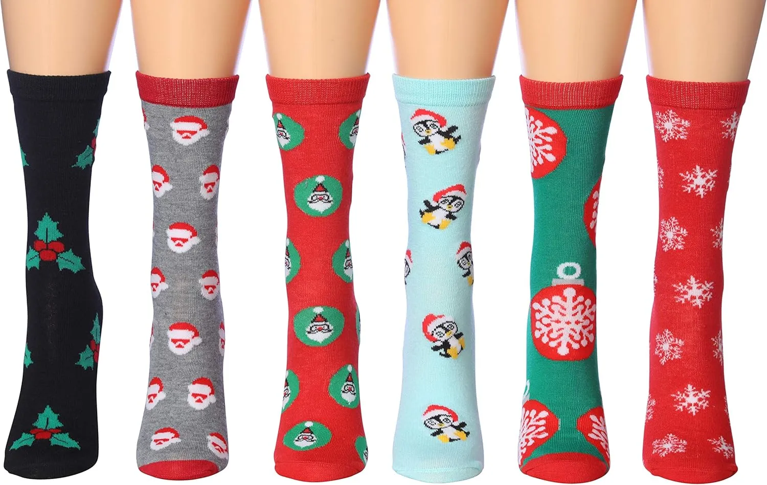Tipi Toe Women's 12 Pairs Lightweight Colorful Patterned Crew Socks