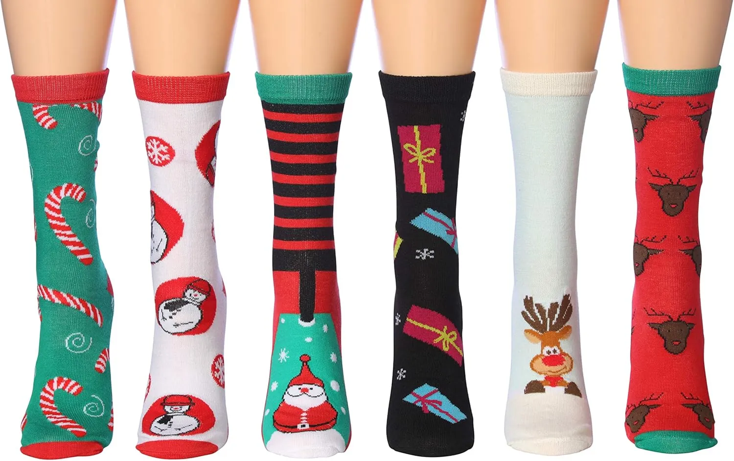 Tipi Toe Women's 12 Pairs Lightweight Colorful Patterned Crew Socks