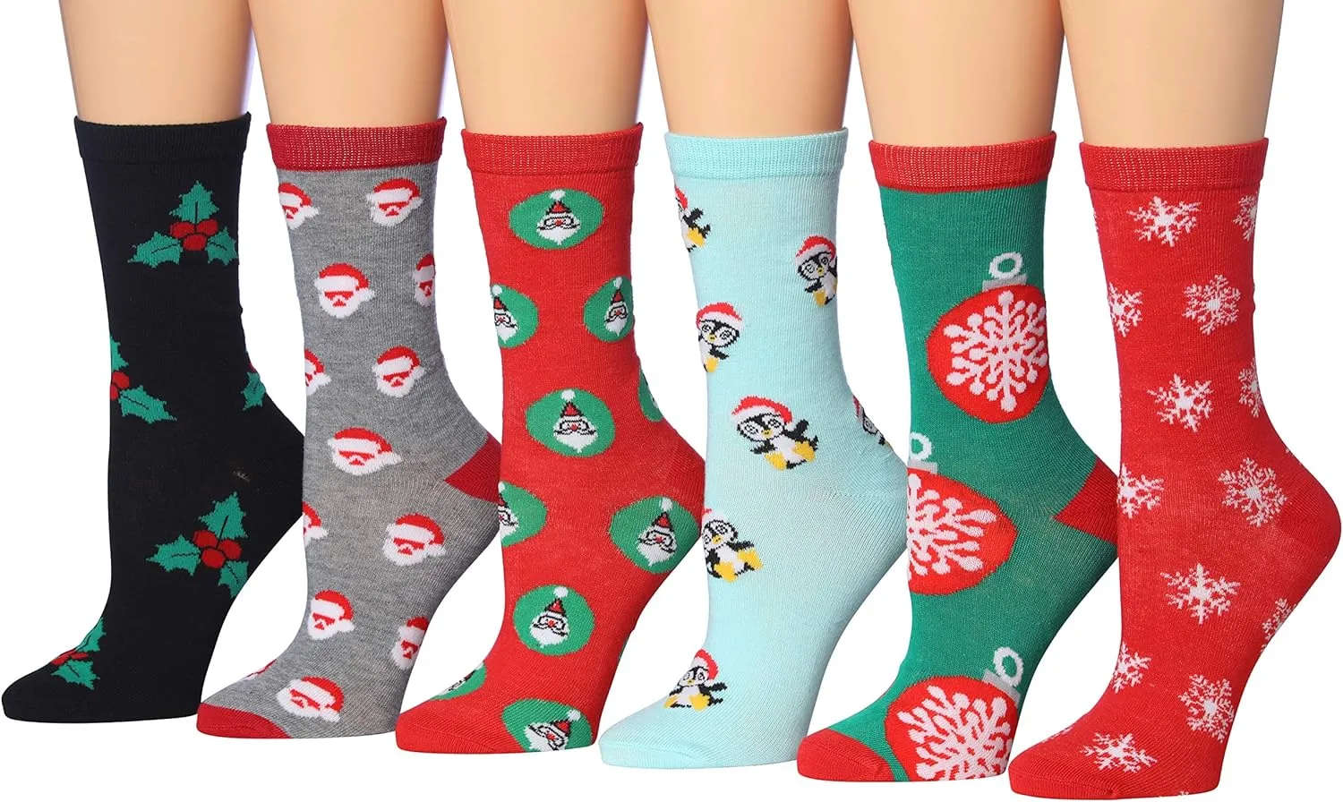 Tipi Toe Women's 12 Pairs Lightweight Colorful Patterned Crew Socks