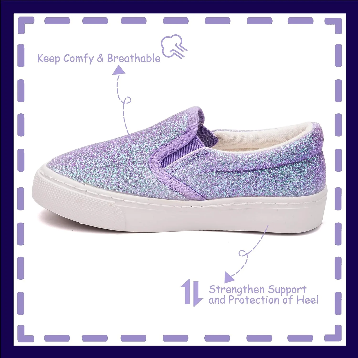 Toandon Toddler Kids Girls Sparkle Slip On Walking Shoes Age 2-10