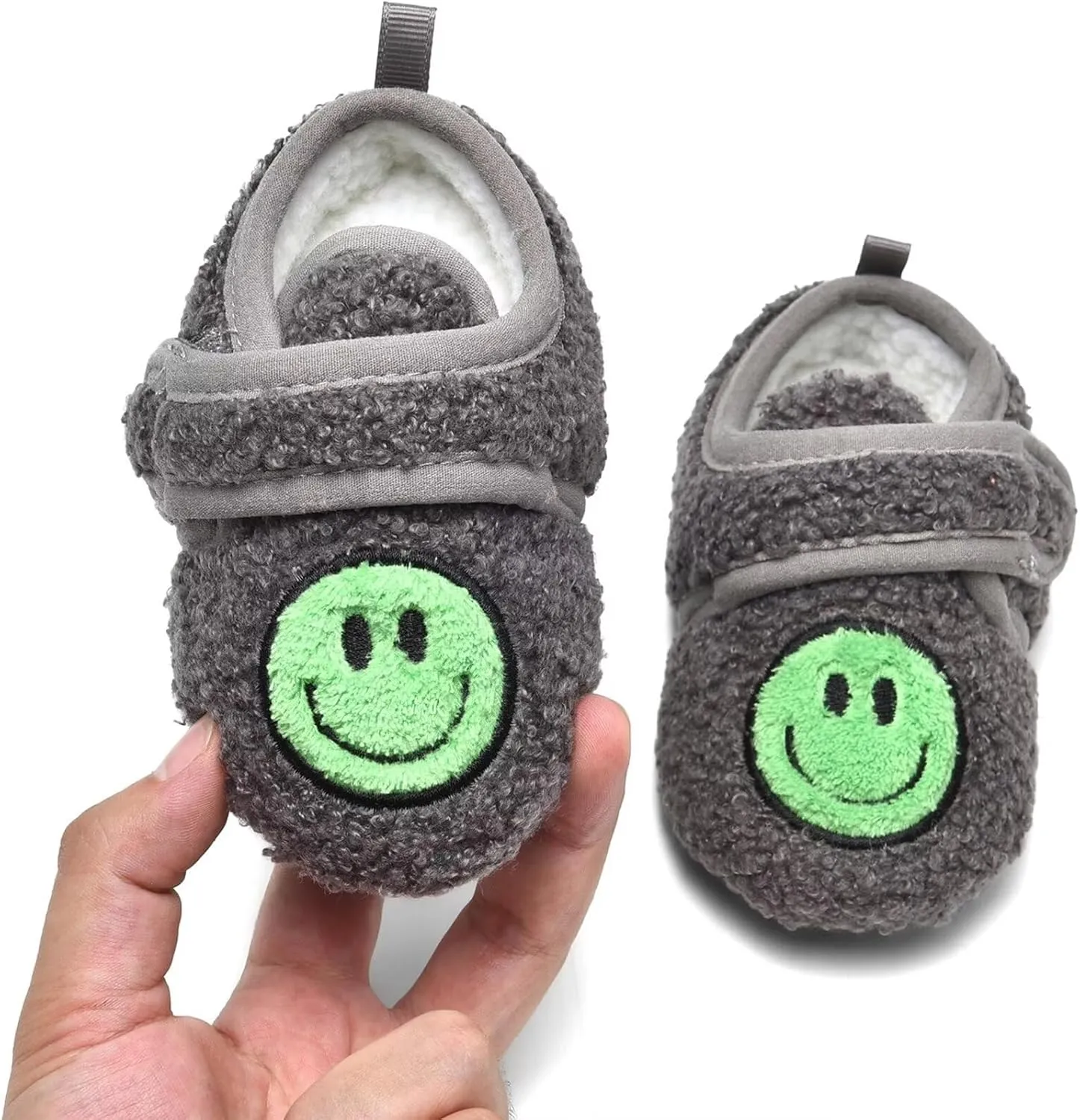 Toddler Smiley Face Slippers Boys Girls House Indoor Non Slip Shoes Warm Cozy Socks for Baby Kids