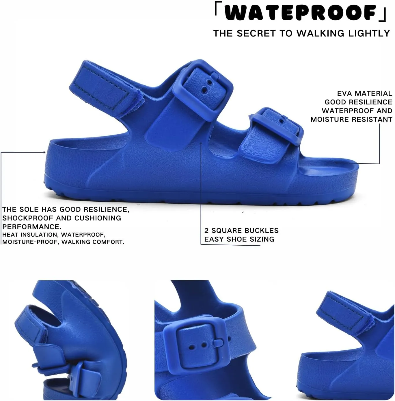 Toddler Unisex Adjustable Buckle Sandals – Comfortable Open Toe Beach & Pool Shoes for Boys & Girls with Back Strap